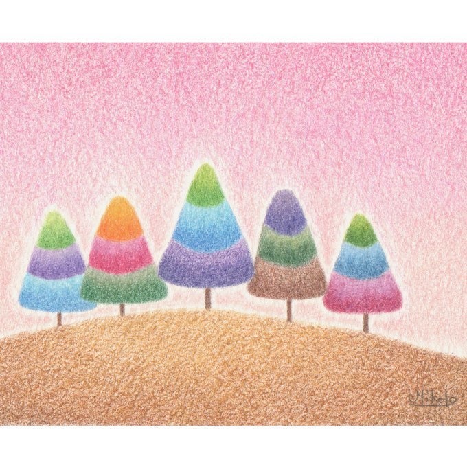 奇跡を待つ森( 色鉛筆画。原画 )