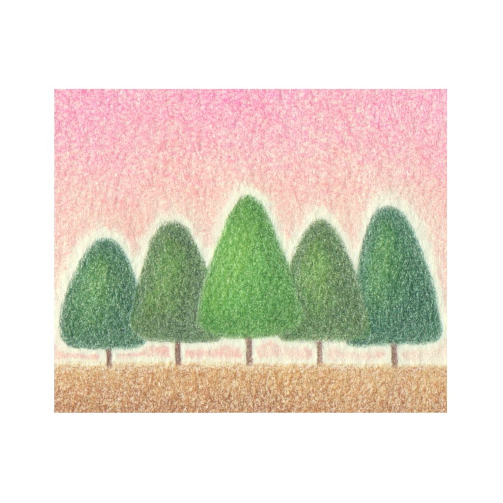 「静かな夜に向けて」。 色鉛筆画(原画)