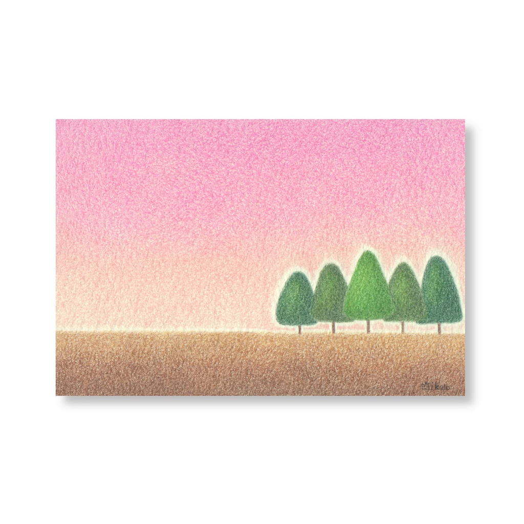 「静かな夜に向けて」。 色鉛筆画(原画)