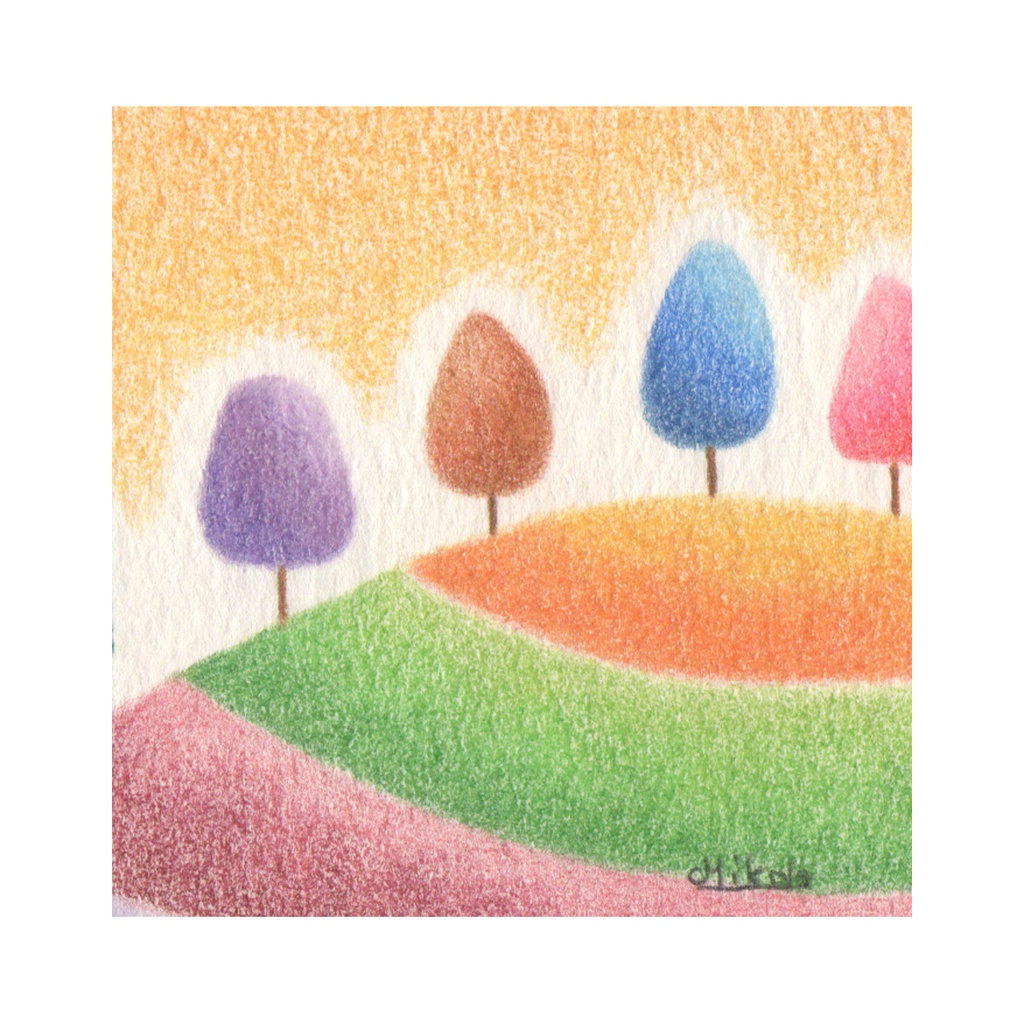 「 夢の続きを 」。色鉛筆画( 原画 )