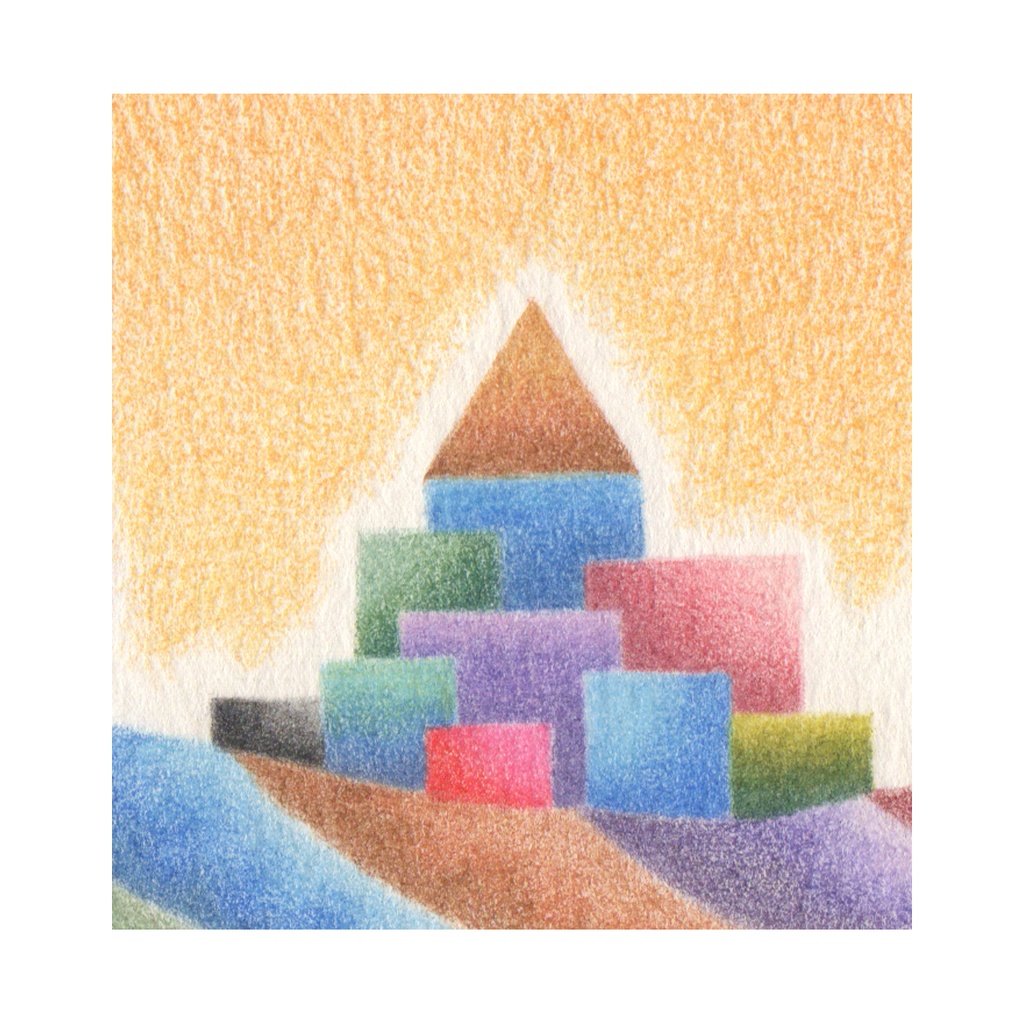 「 夢の続きを 」。色鉛筆画( 原画 )