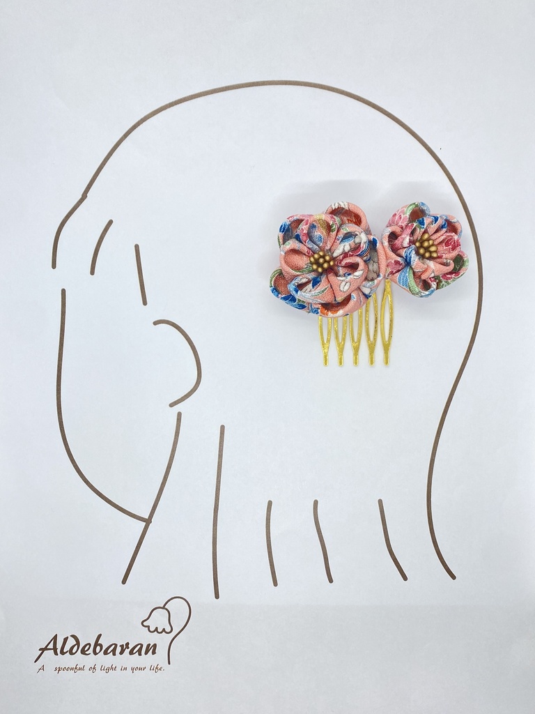 【和装・コスプレに】丹後ちりめん 桃牡丹コーム