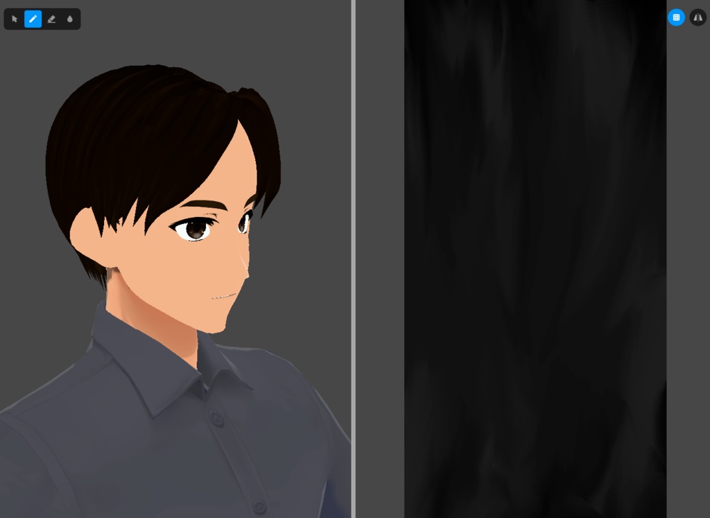 Free VRoid Male Hair Model - Middle Part