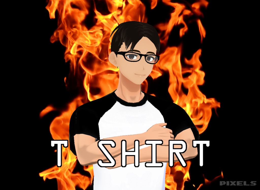 FREE VRoid Shirt Black and White 2 tone