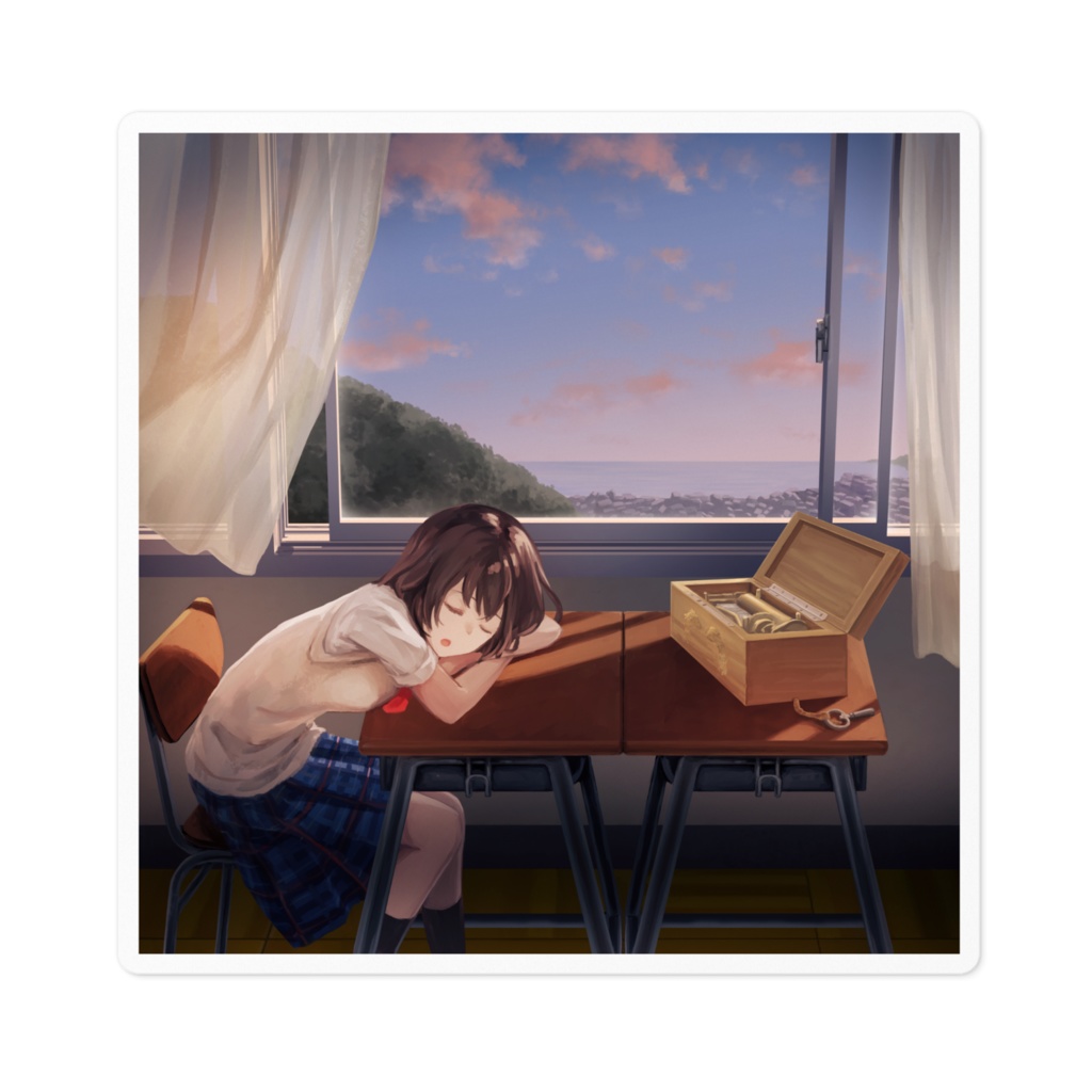 オルゴールの記憶・ステッカー - 100 x 100 (mm)