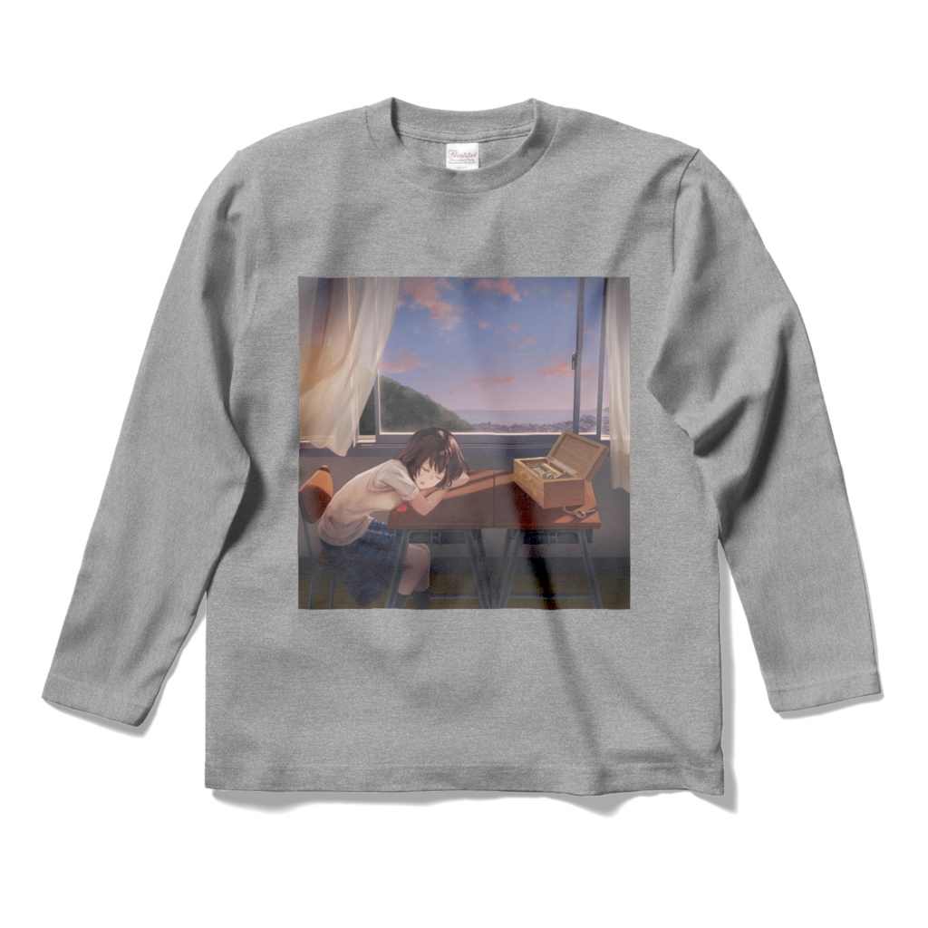 オルゴールの記憶・ロングスリーブTシャツ - 杢グレー