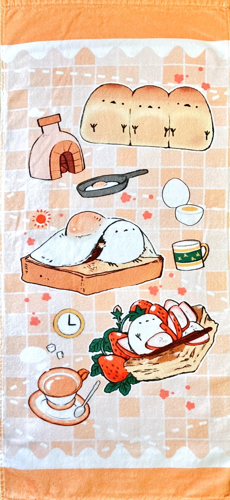 はしゃぐシマエナガフェイスタオル