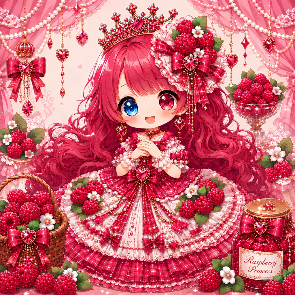 ラズベリー姫 01|きらめくベリーの宝石箱♡(デジタルアート)