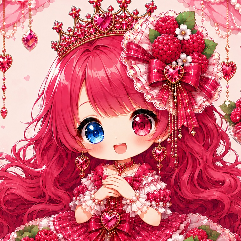 ラズベリー姫 01|きらめくベリーの宝石箱♡(デジタルアート)