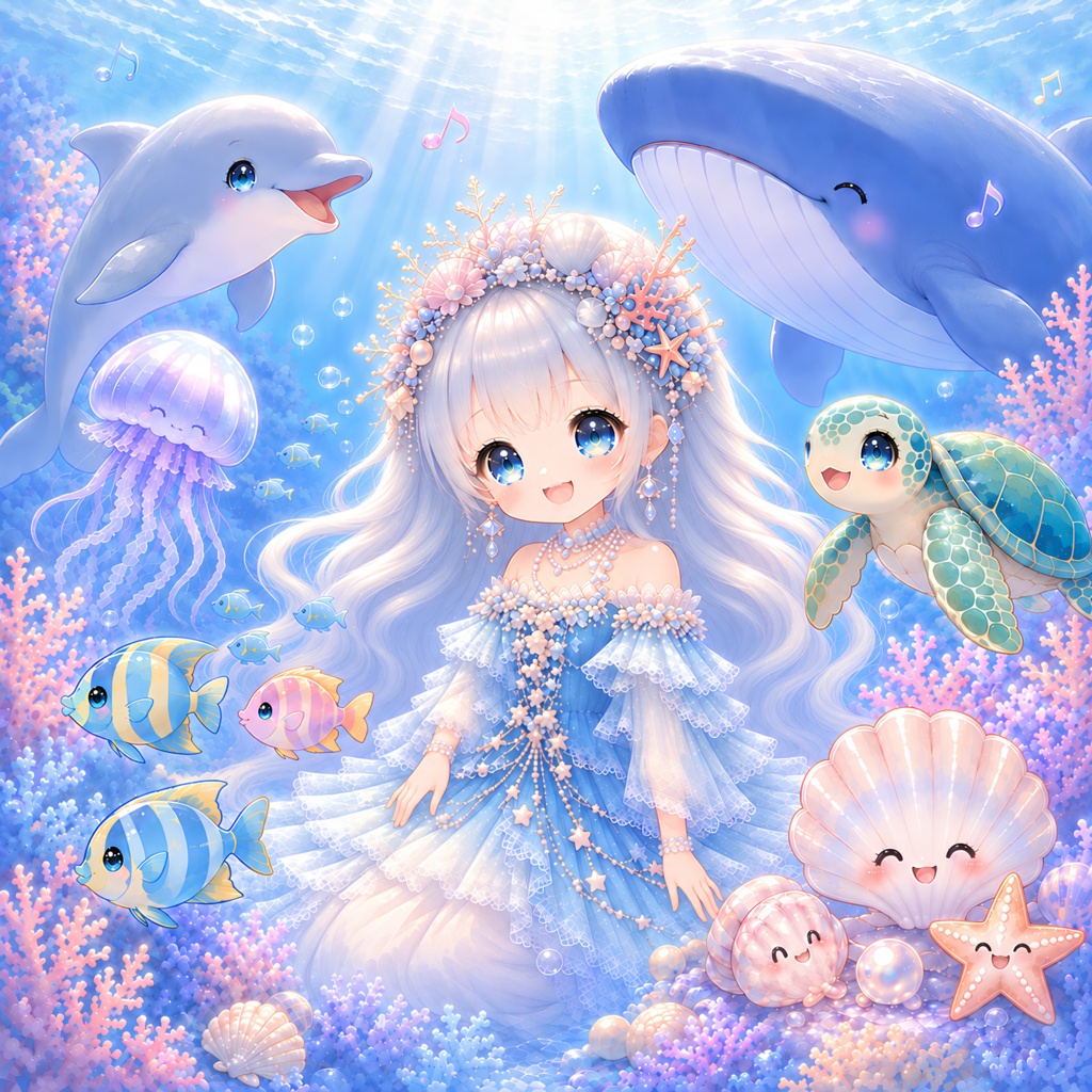 海姫|海の仲間たち|デジタルアート PNG