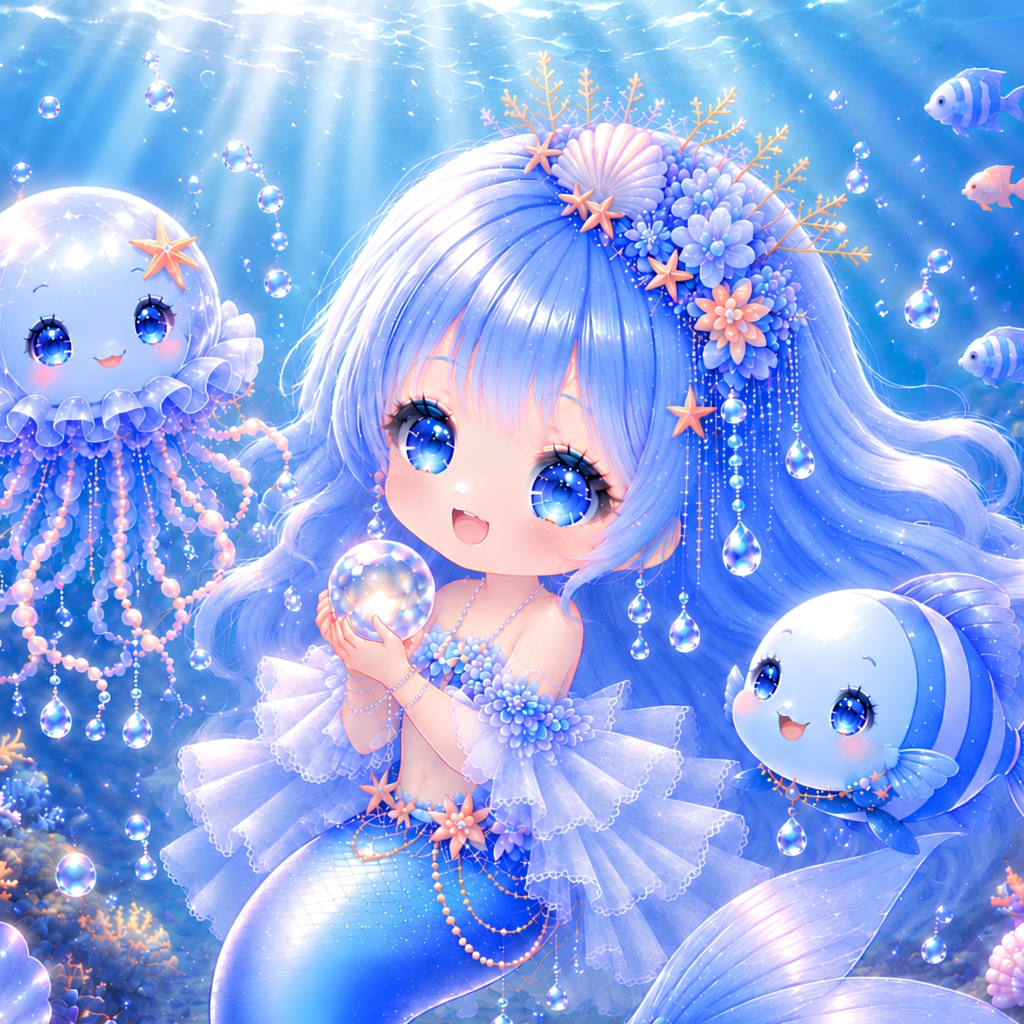 水姫&人魚姫 3作品セット|水と海のプリンセス|デジタルアート