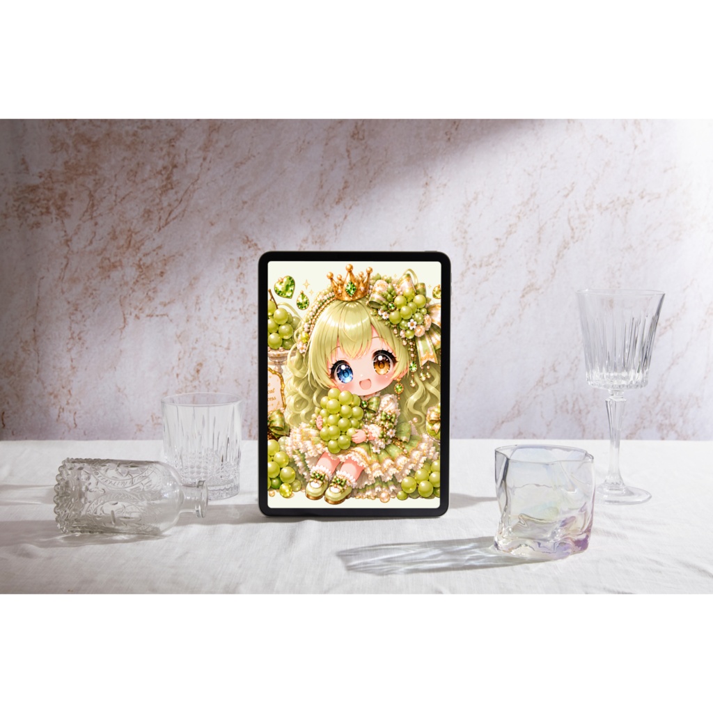 シャインマスカット姫|瑞々しいグリーンのプリンセス|デジタルアート
