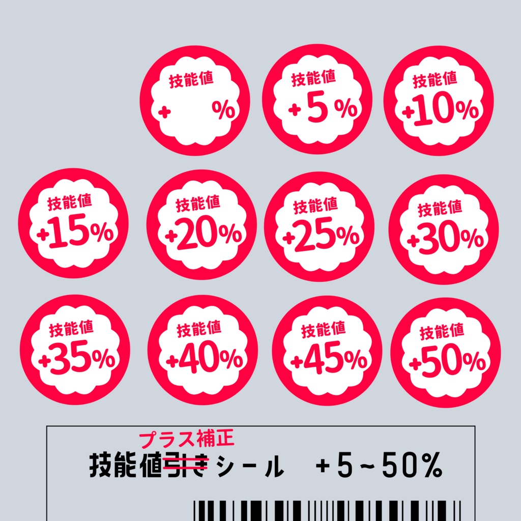 【ココフォリア】技能値引きシール【スクパネ・カットイン素材】