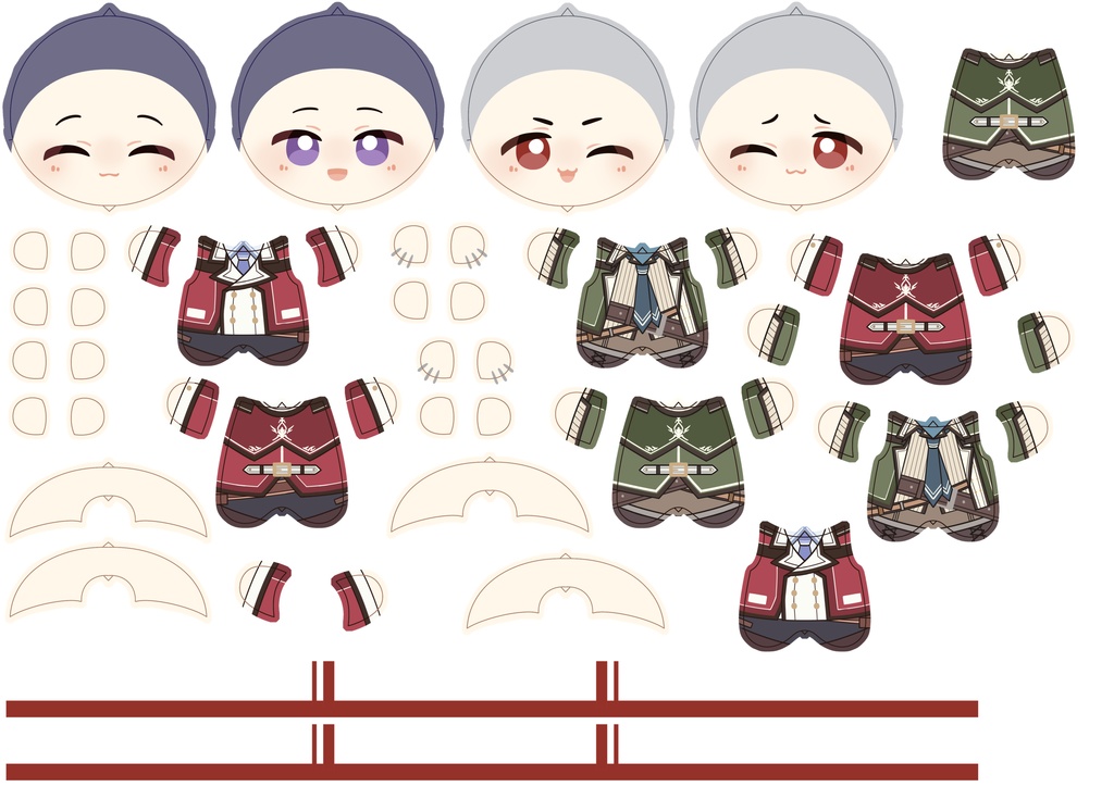 Design drawings of Hand-made Crow&Rean's doll