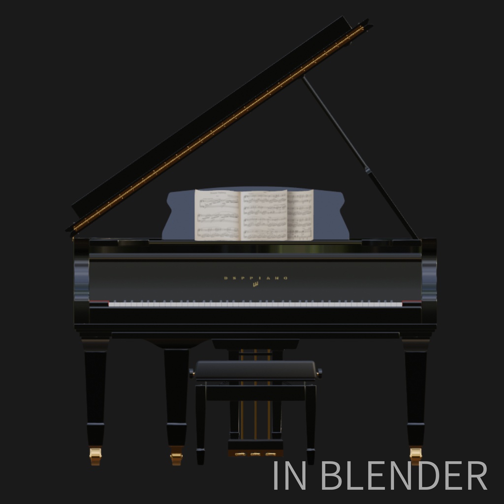 FC PIANO ローポリゴン3DCGフルコンサートサイズピアノモデル