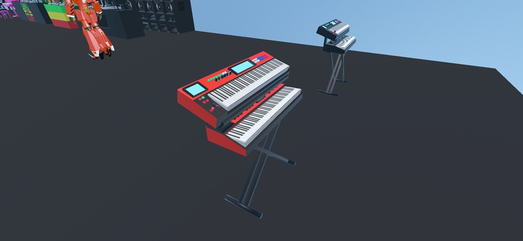 2段キーボード3Dモデル2色セット ローポリゴン