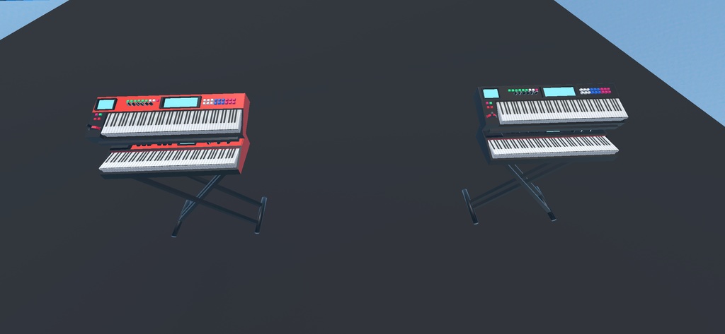 2段キーボード3Dモデル2色セット ローポリゴン