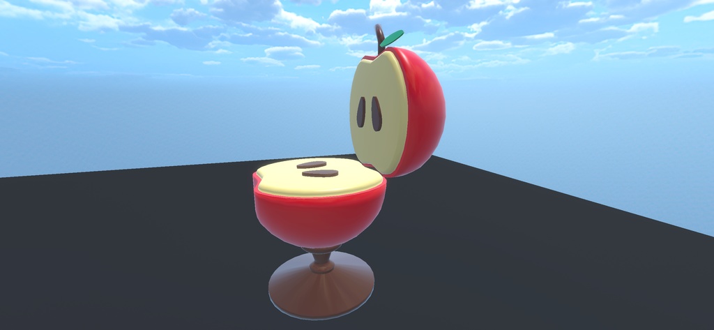 りんごのいす3Dモデル ローポリゴン