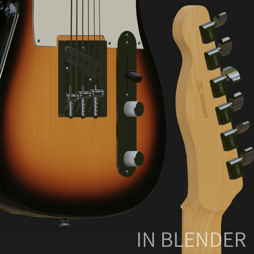 SENDER 3DCGローポリゴンギターモデル