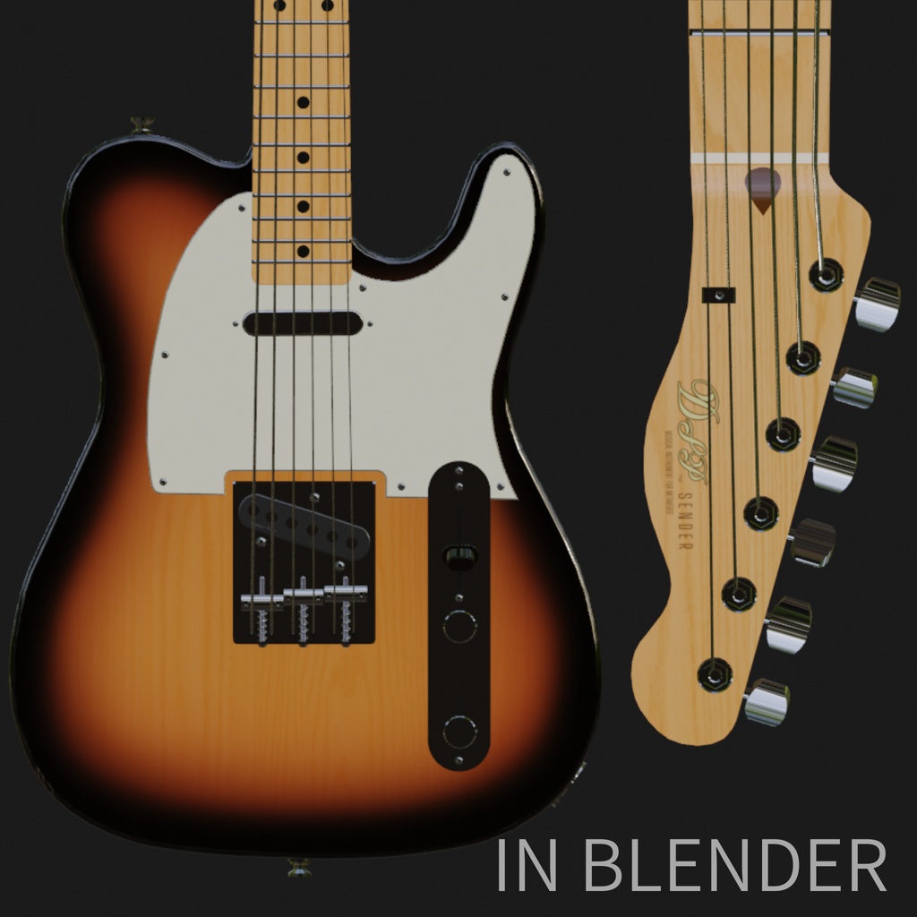 SENDER 3DCGローポリゴンギターモデル