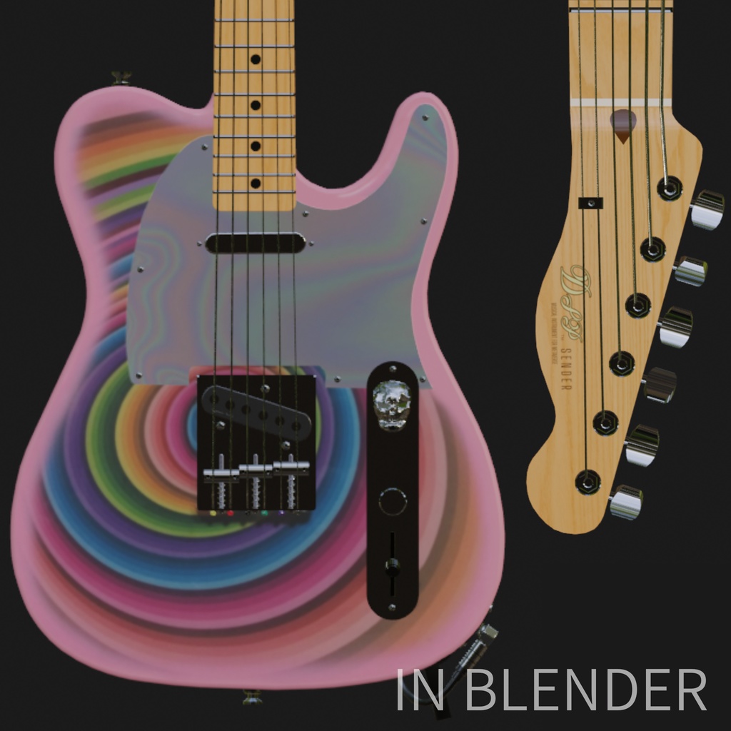 SENDER M-edition 3DCGローポリゴンギターモデル