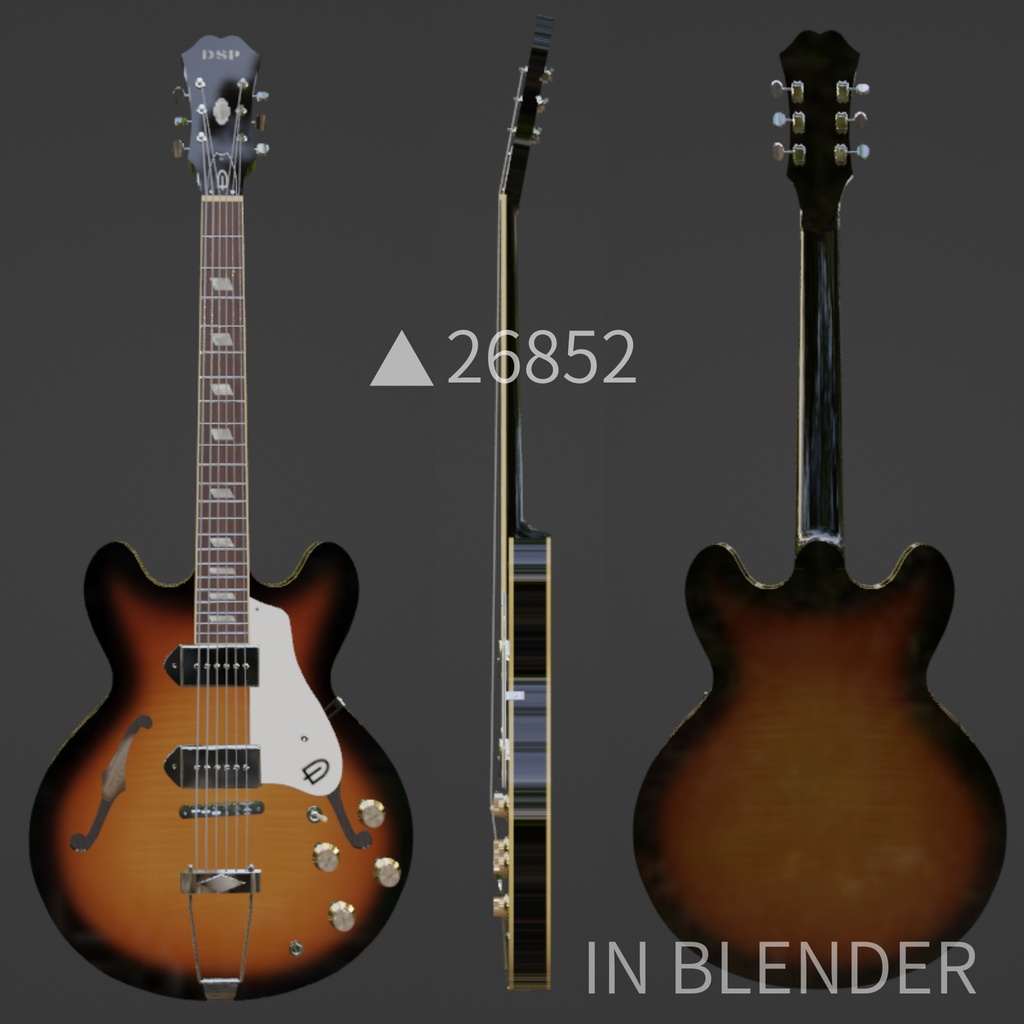 HIGH ROLLER 3DCGローポリゴンギターモデル