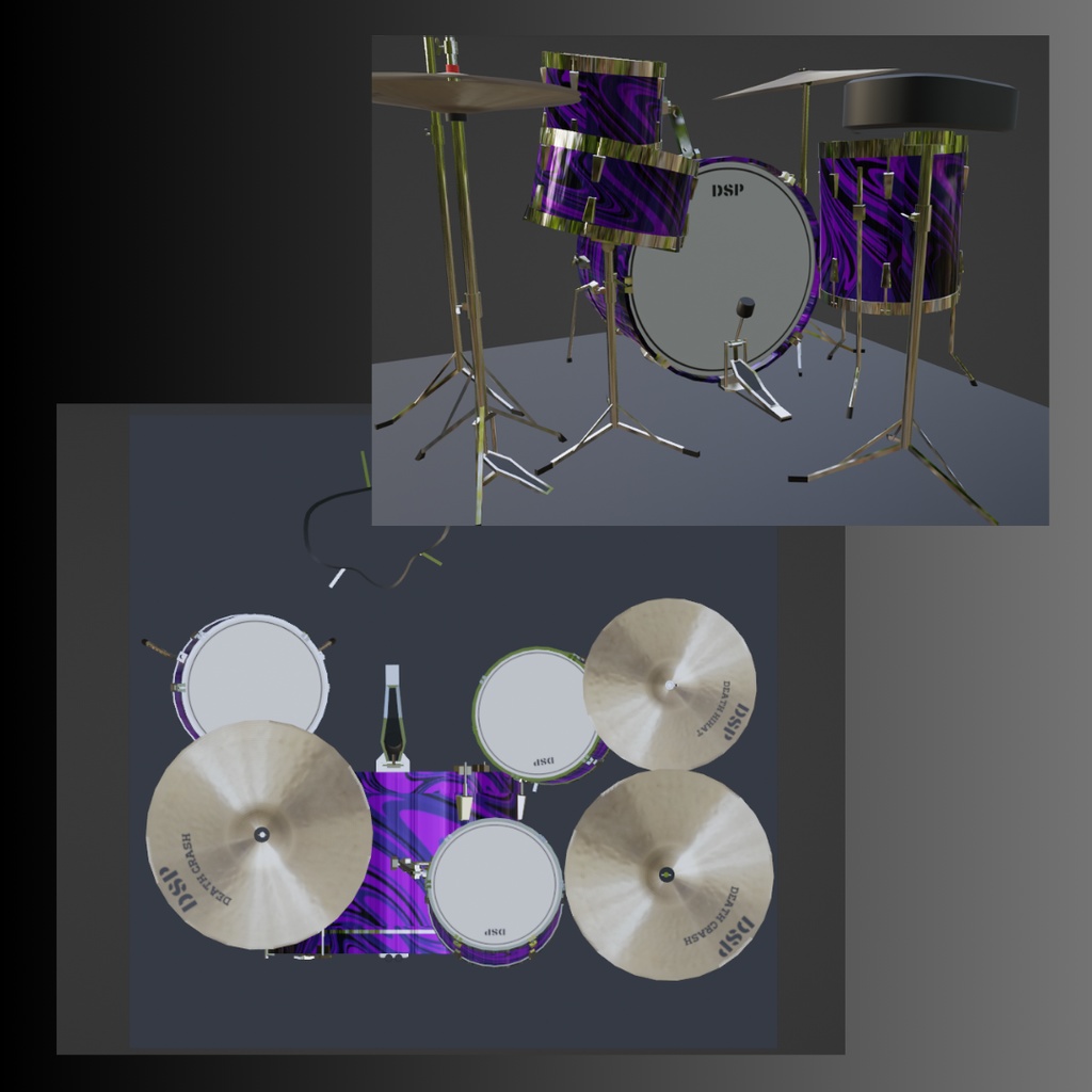 クラシックドラムセット INOedition ローポリゴンモデル