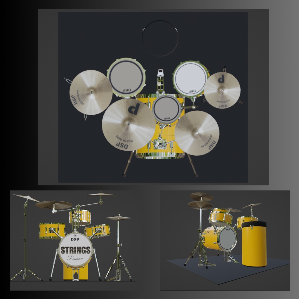 Compact‐Gigドラムセット P-edition ローポリゴン3Dモデル