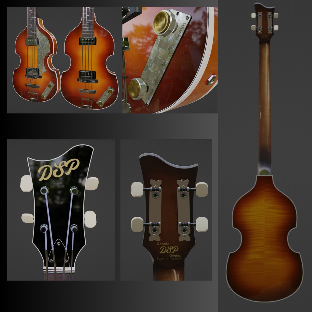 バイオリンベース N-edition 3Dローポリゴンモデル