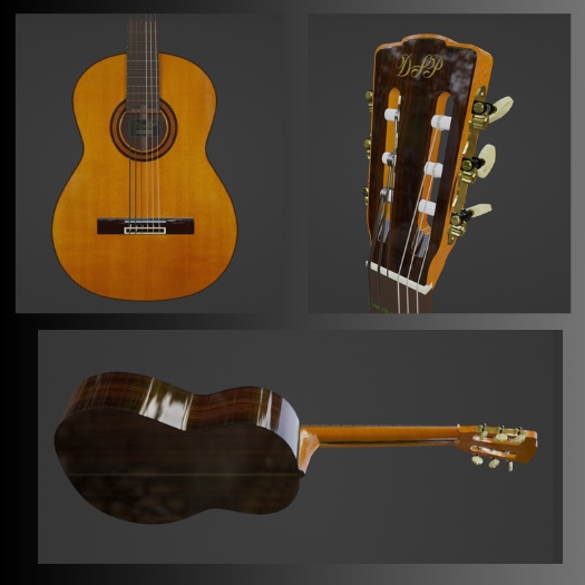 クラシックギター 3Dローポリゴンモデル