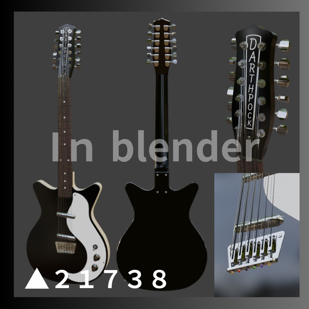 DAN-12 12stringsguitarローポリ3Dモデル