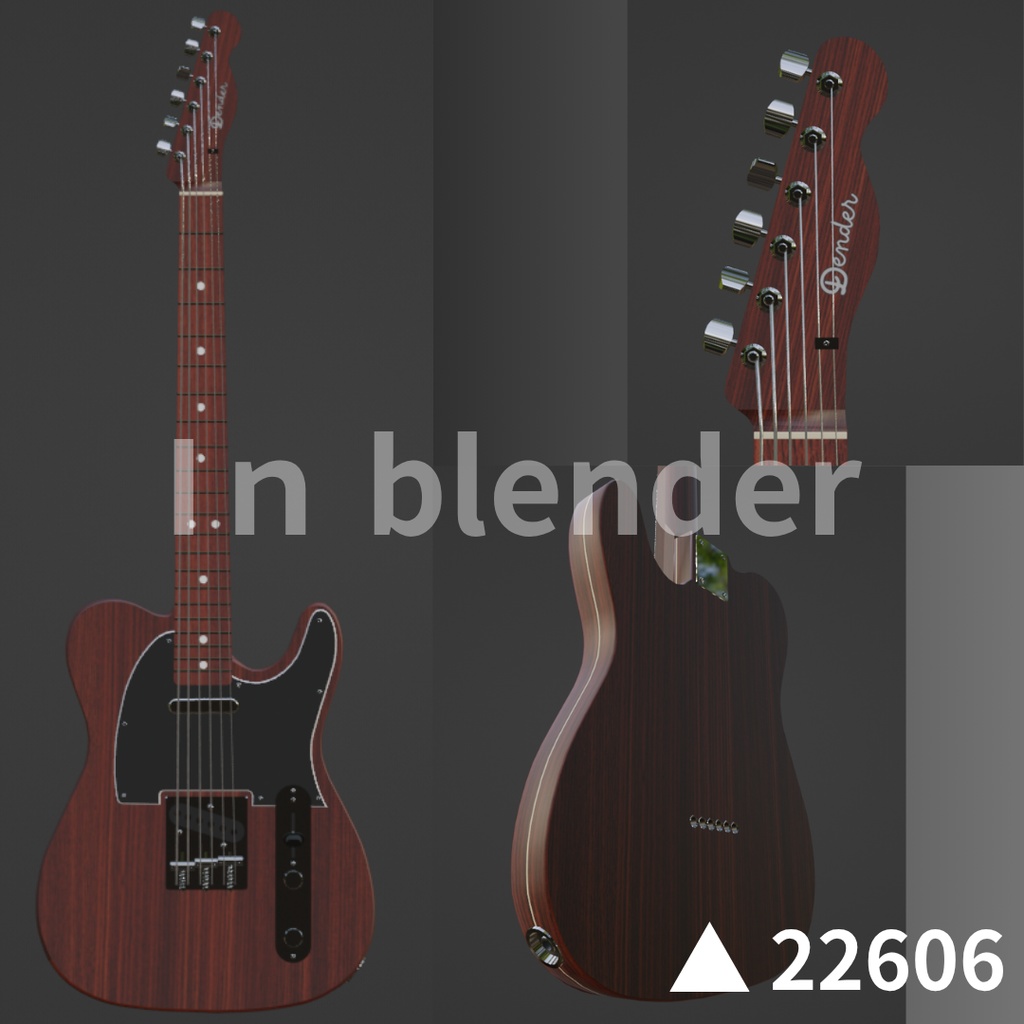 テレキャスターrosewood 3Dローポリゴンギターモデル