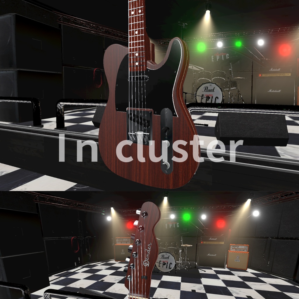 テレキャスターrosewood 3Dローポリゴンギターモデル