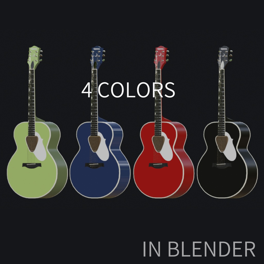 D-6012 アコースティックギター 超ローポリゴン3DCGギターモデル