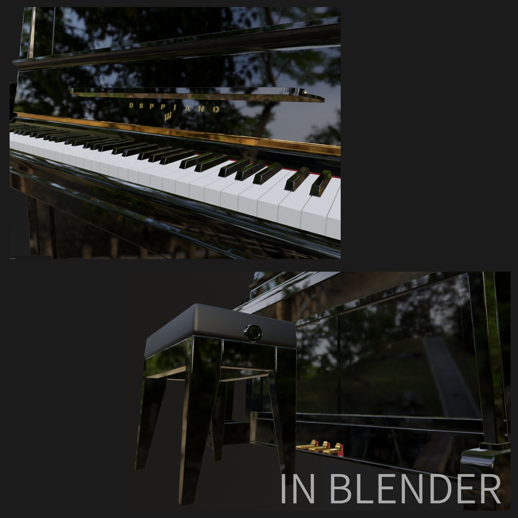 UR PIANO 3DCGローポリゴンアップライトピアノモデル