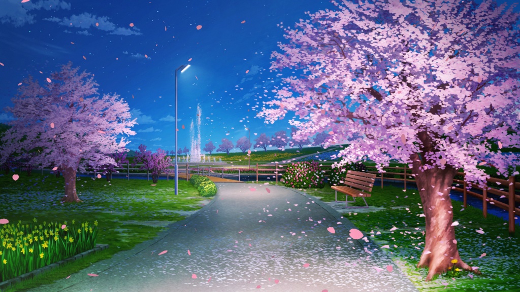 動く背景：桜