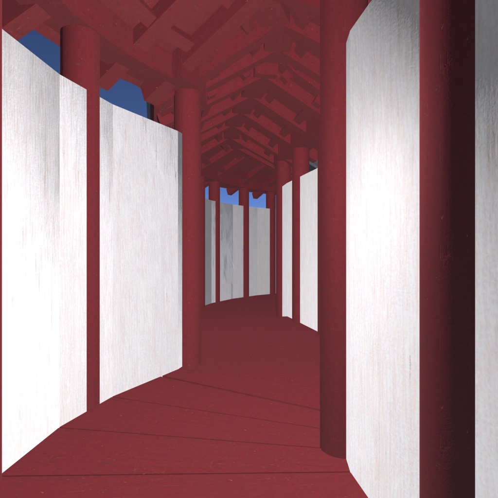 組み合わせて使える赤い回廊【VRChatアセット】