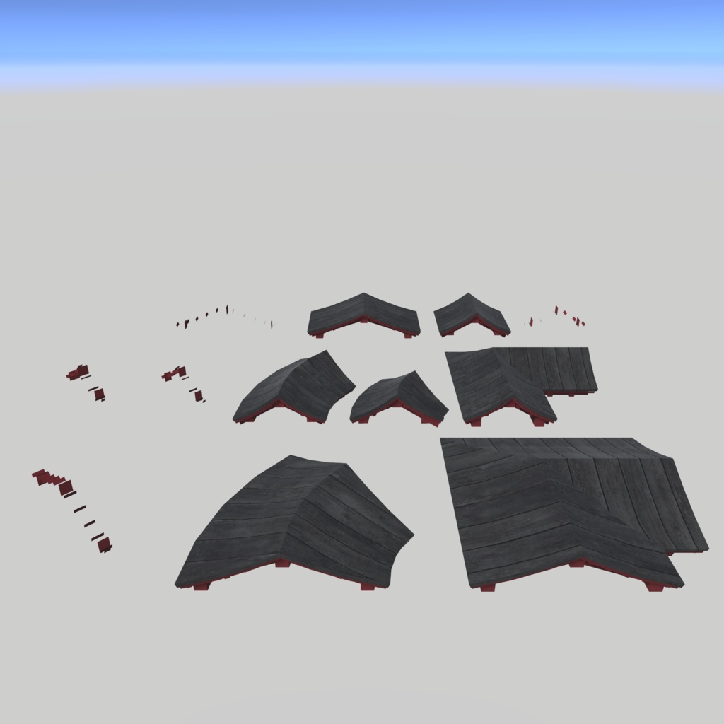 組み合わせて使える赤い回廊【VRChatアセット】