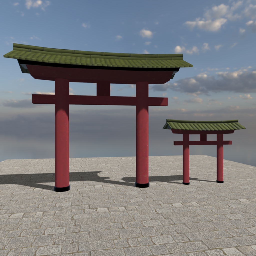 【VRChat想定】鳥居の3Dモデル 4種セット