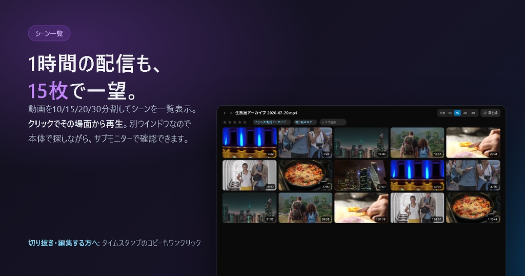 【リリース記念2週間1,980→1,280円】【数万件でも爆速】動画管理ツール VideoTagBrowser2|5連サムネ・シーン検索・階層タグ|WhiteBrowser移行対応