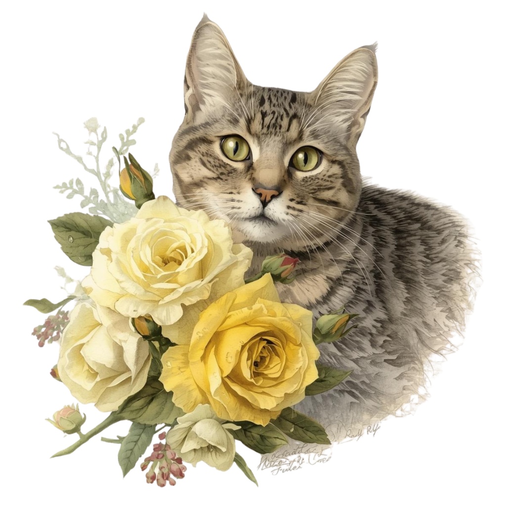 日常を彩るアンティークな猫と薔薇 13点