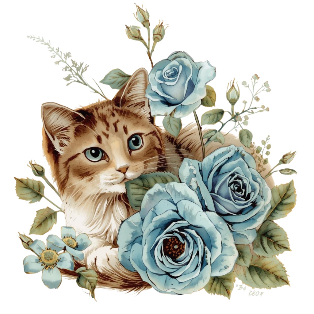 日常を彩るアンティークな猫と薔薇 13点