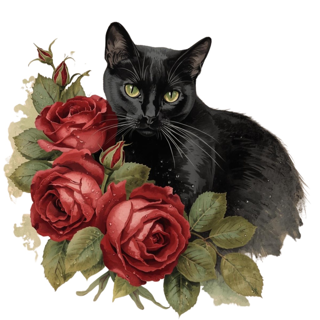 日常を彩るアンティークな猫と薔薇 13点