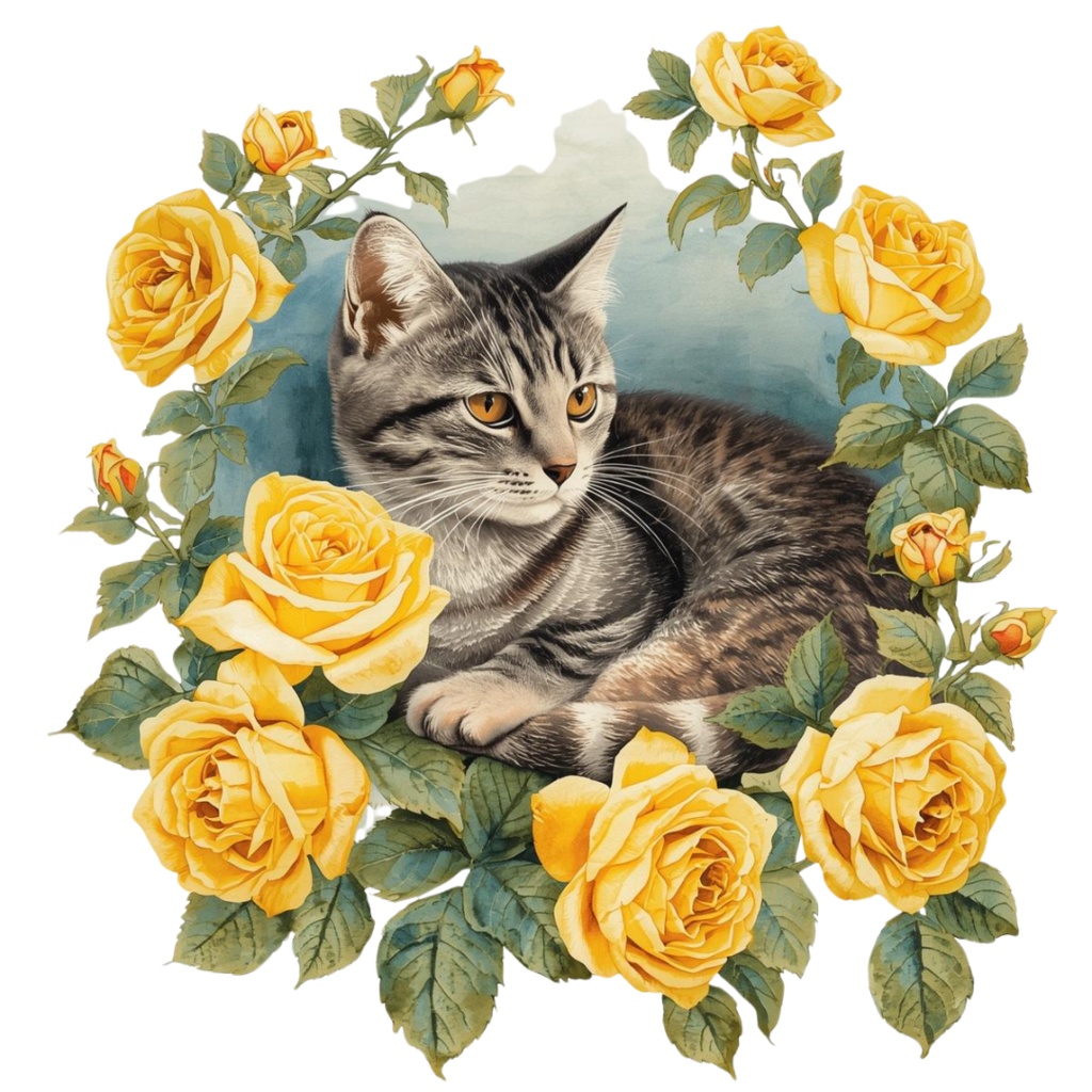 日常を彩るアンティークな猫と薔薇 13点