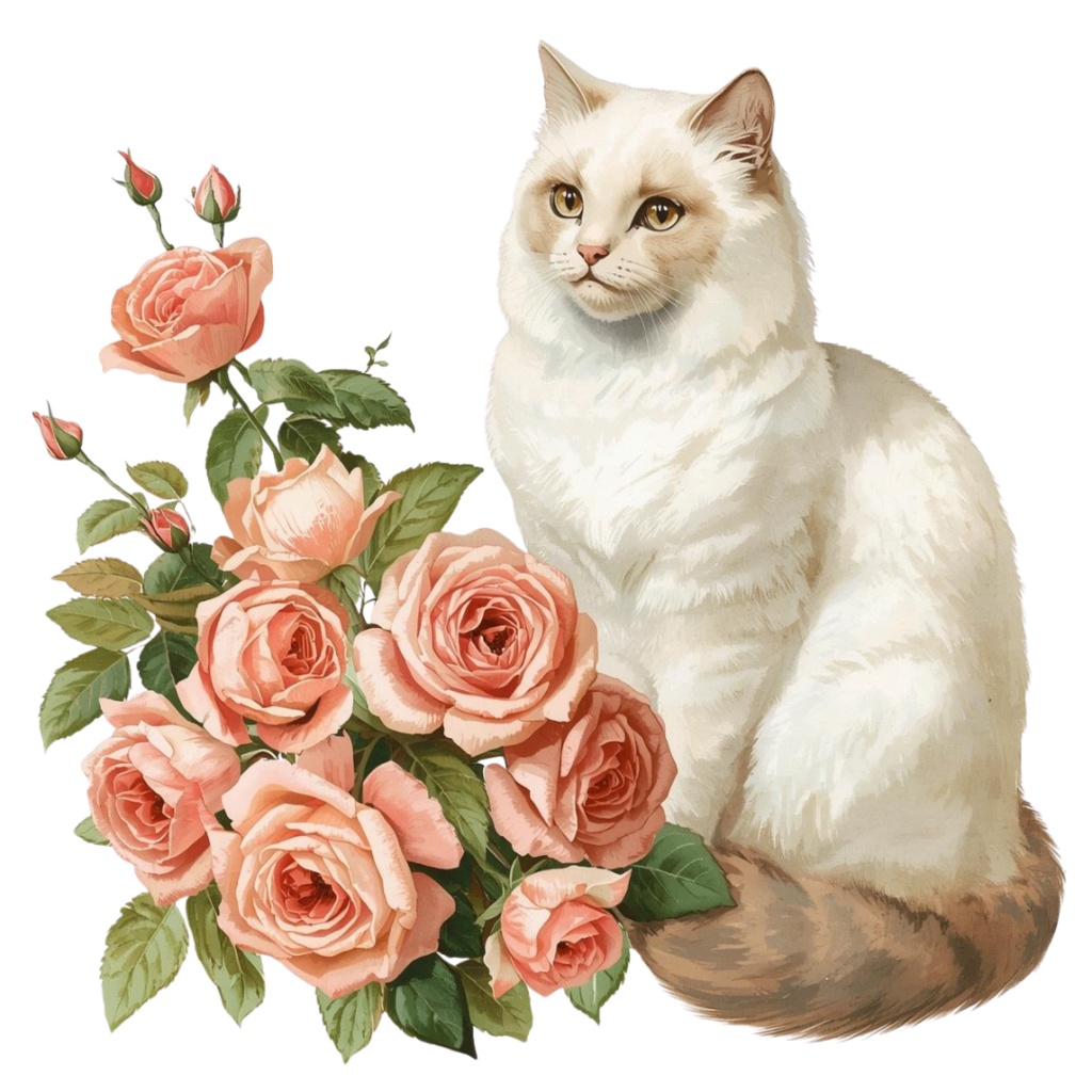 日常を彩るアンティークな猫と薔薇 13点