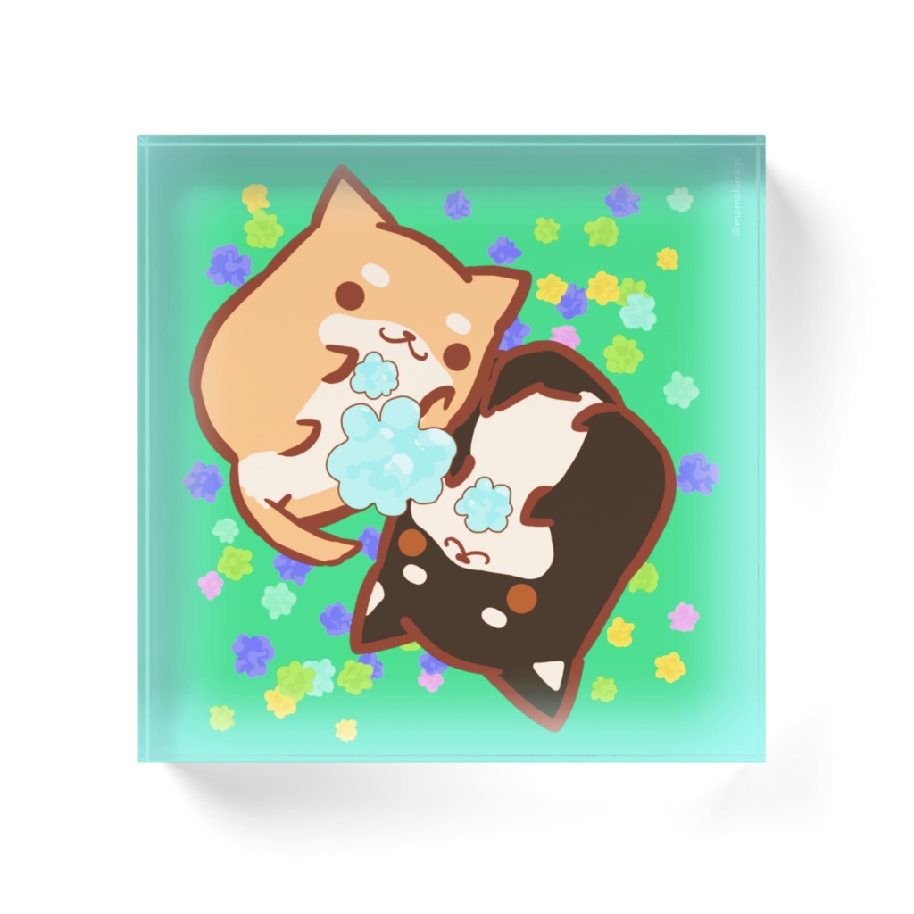 しばとクロと金平糖アクリルブロック