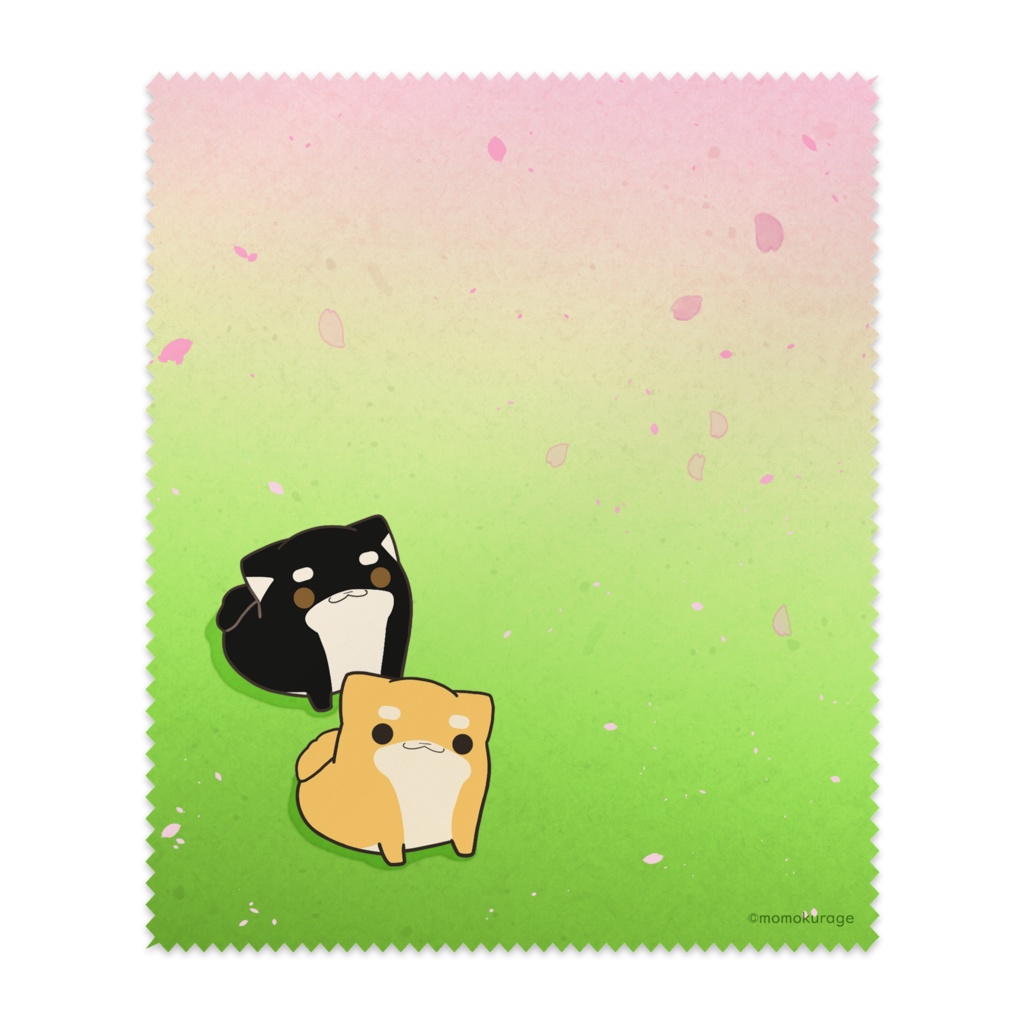 しばいぬくんとクロしばくんのお花見メガネ拭き