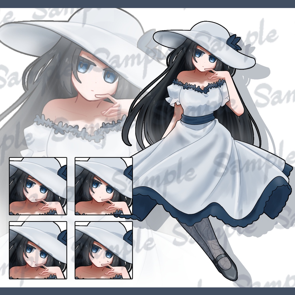 白ワンピースの少女の立ち絵【表情5種】