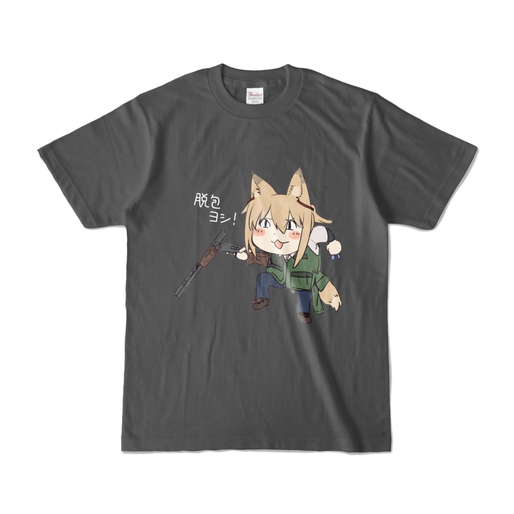 射場狐Tシャツ(チャコール)