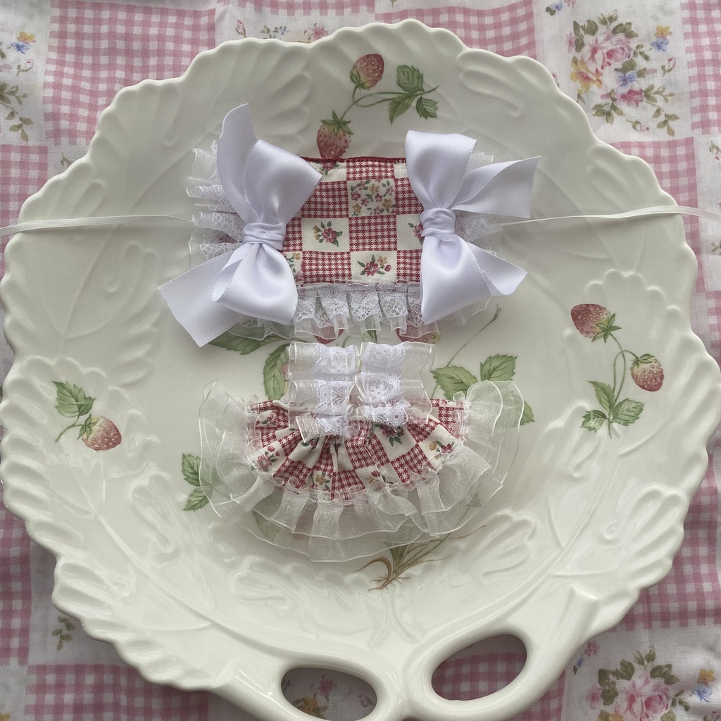 リボンドレス ヘッドドレス ちびぐるみ ぬい服 10~12cmぬい